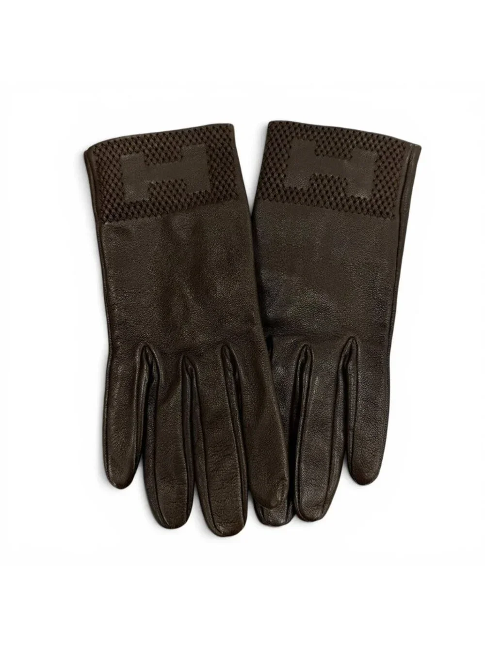 Hermes Lambskin Lining Silk 100% Logo Gloves